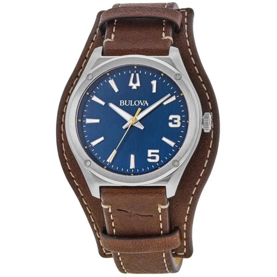 Bulova Classic Marc Anthony Blue Dial Leather Strap Men`s Watch 96A313