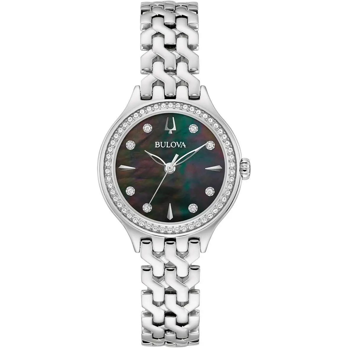 Bulova Ladies` Classic Crystal Silver Stainless Steel 3-Hand Quartz Watch 96L316 - Silver, Quartz
