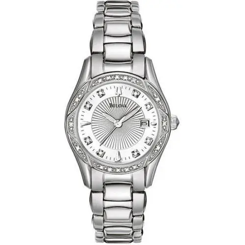 Bulova 96R133 Diamond Anabar Mother-of-pearl Dial Women`s Watch Great Gift - Dial: Mother-of-Pearl, Band: Silver