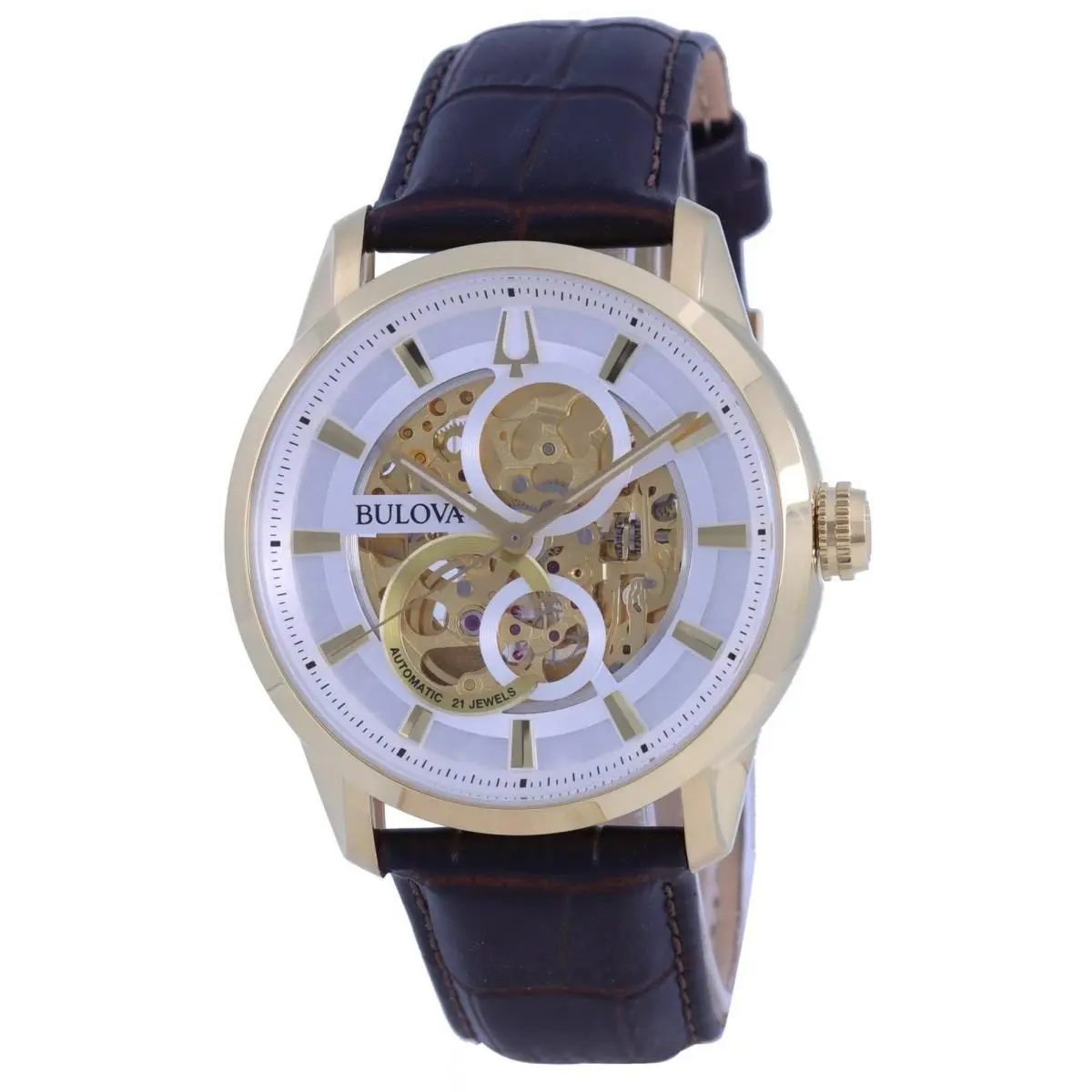 Bulova Classic Sutton Skeleton White Dial Automatic 97A138 Men`s Watch