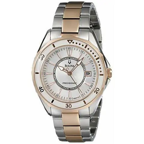 Bulova 98M113 Precisionist Silver Dial Two Tone Stainless Steel Women`s Watch - Dial: Silver, Band: Multicolor