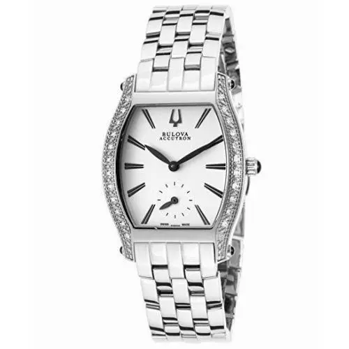 Accutron by Bulova 63R005 Saleya White Dial Diamond Bezel Ladies Watch - Dial: White, Band: Silver