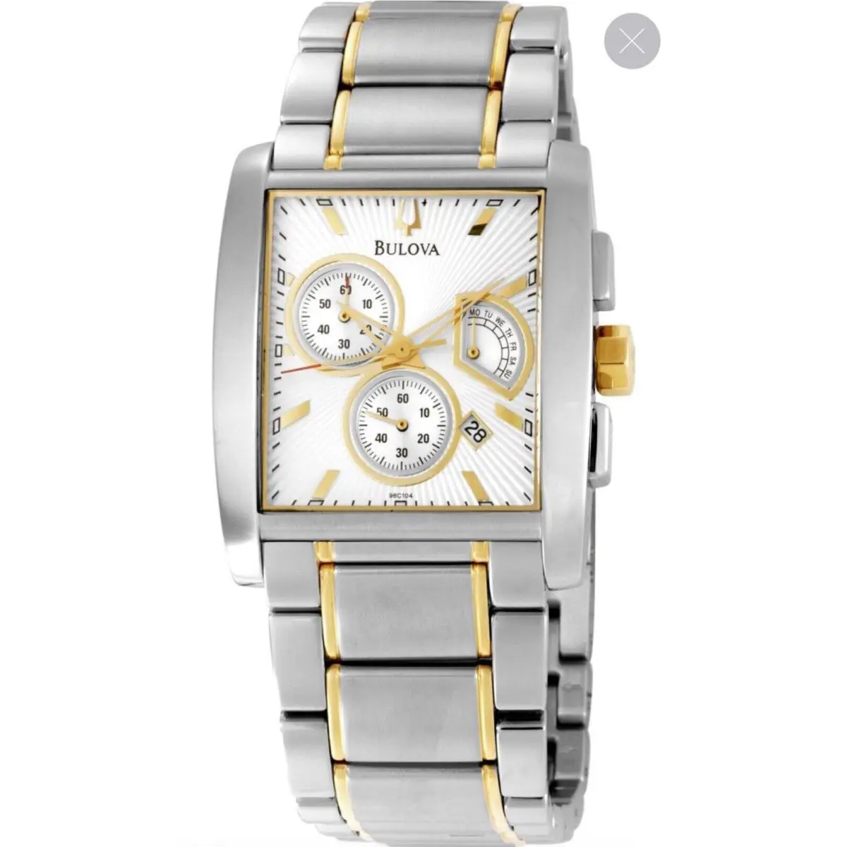 Bulova 98C104 Two-tone Rectangle Men`s Watch