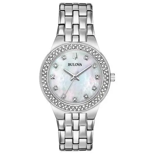 Bulova Crystal Watch and Heart Pendant Necklace Gift Set 96X144