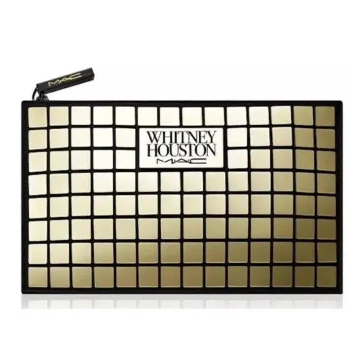 Mac X Whitney Houston Nippy’s Clutch Gold Metal Accent Cosmetic Bag w/ Zipper