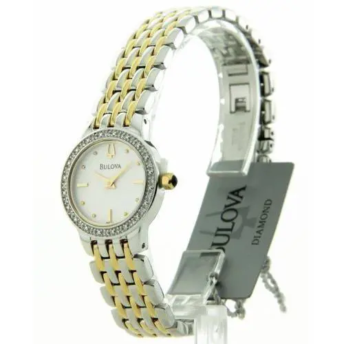 Bulova 98R142 Women`s Diamond Bezel Two-tone Stainless Steel Dress Watch - Band: Multicolor