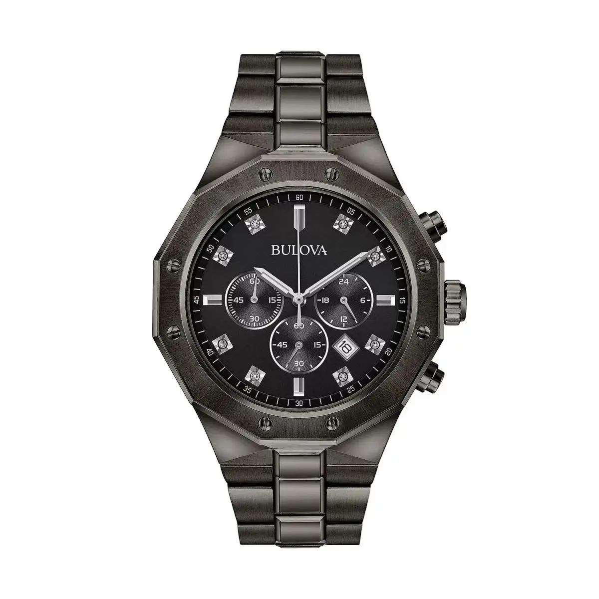 Bulova Men`s 44mm Diamond Stainless Steel 6-Hand Chronograph Watch - 98D142