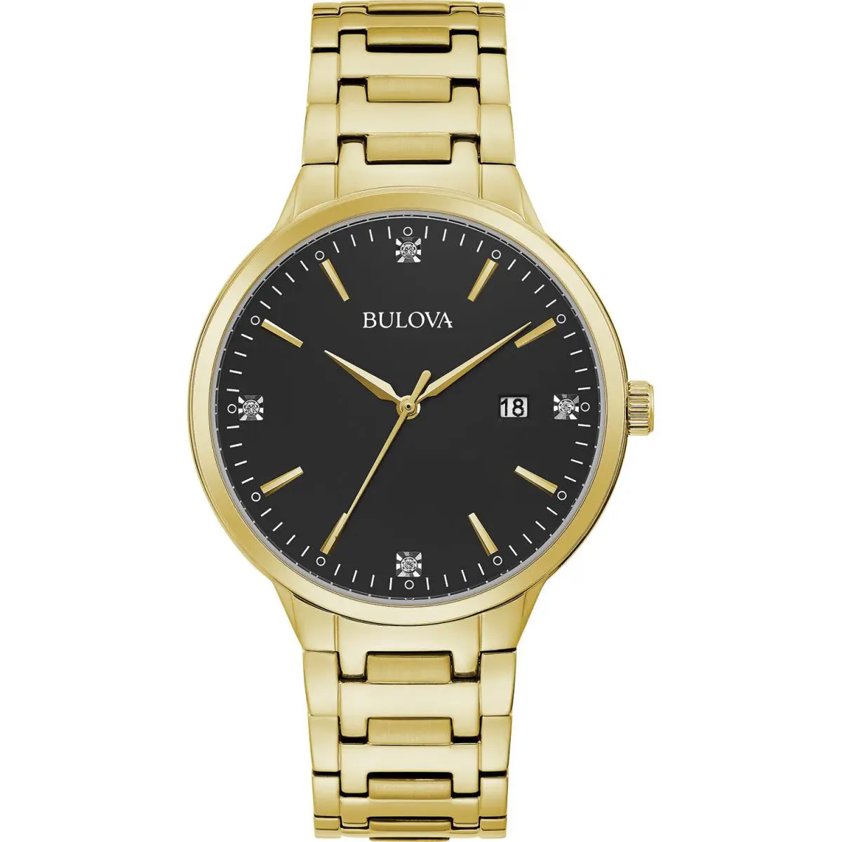 Bulova Men`s Quartz Diamond Accent Calendar Gold Watch 40mm 97D122 - Quartz Leather