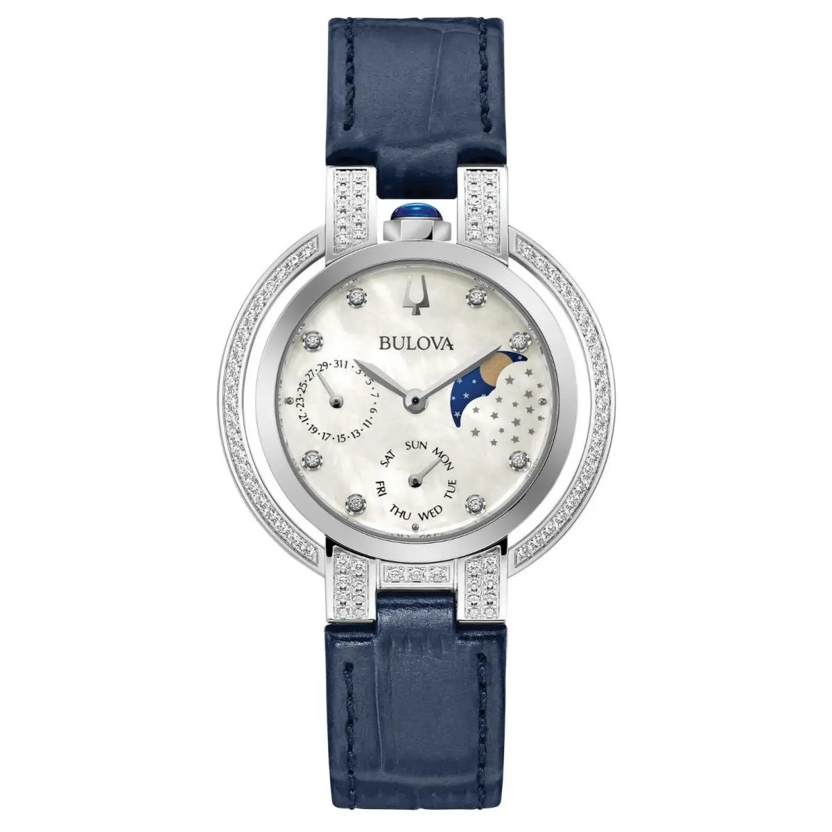 Rubaiyat Women`s Quartz Moon Phase Diamond Accent Watch 35mm 96R237 by Bulova