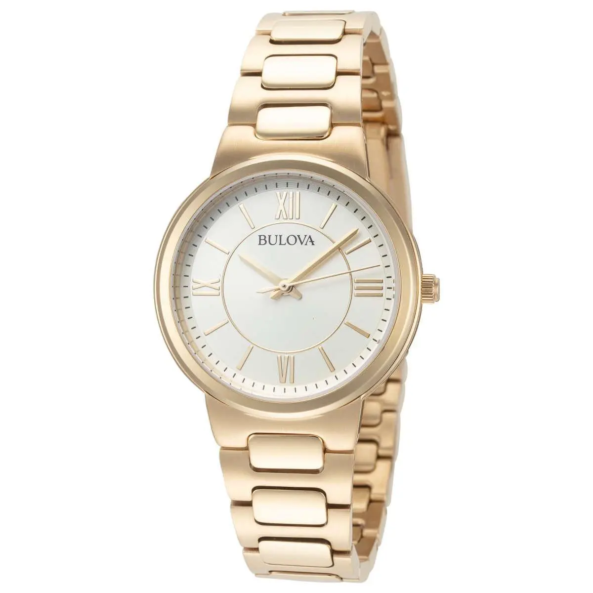 Bulova Women`s Classic 32mm Quartz Watch 97L171 - Dial: White, Band: Gold Tone, Other Dial: White