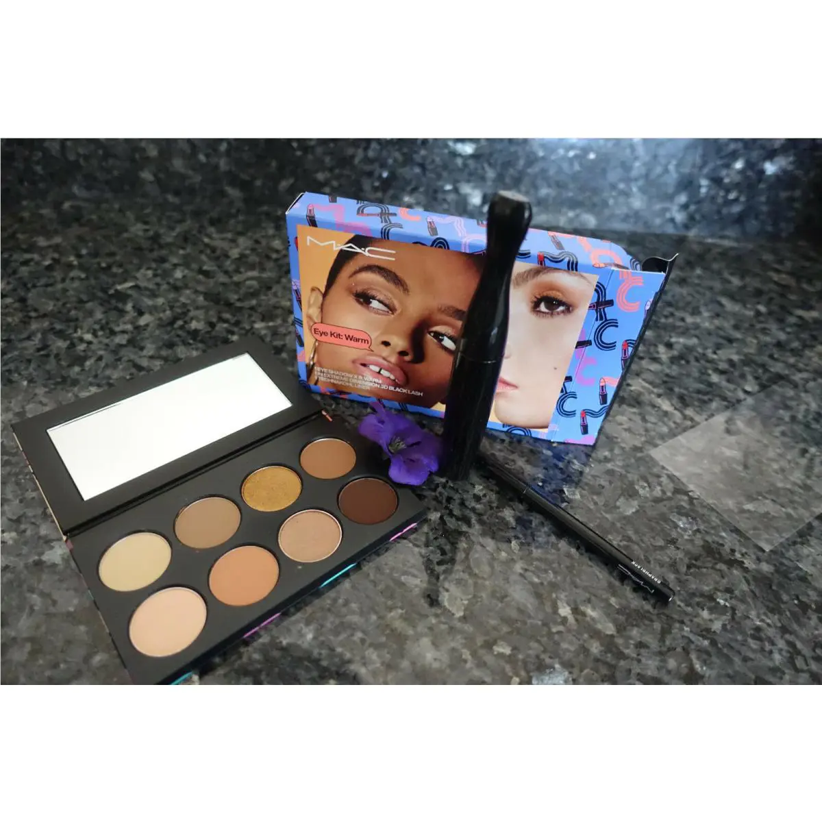 Mac Eye Kit Warm 3 Piece Set Eyeshadow Mascara Eyeliner