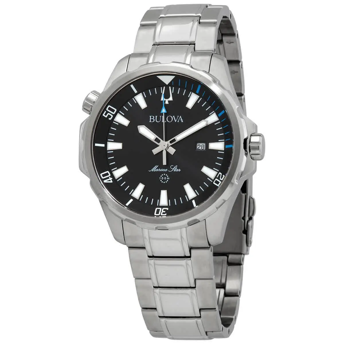 Marine Star Quartz Black Sunray Dial Men`s Watch 96B382 by Bulova