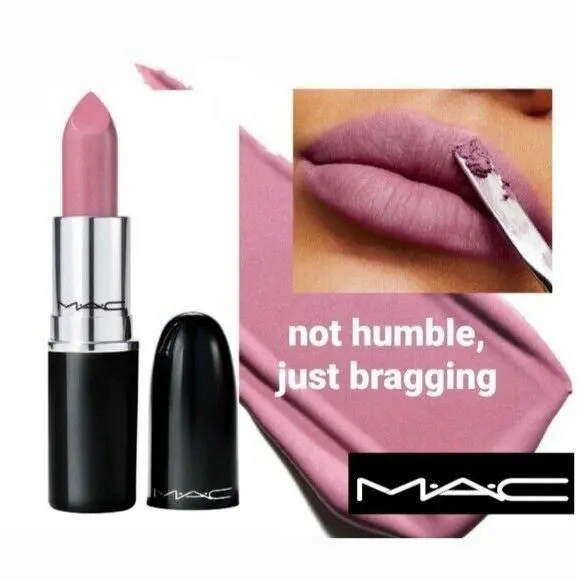 Mac Lustreglass Not Humble Just Bragging Medium Pink Lipstick Shine Finish