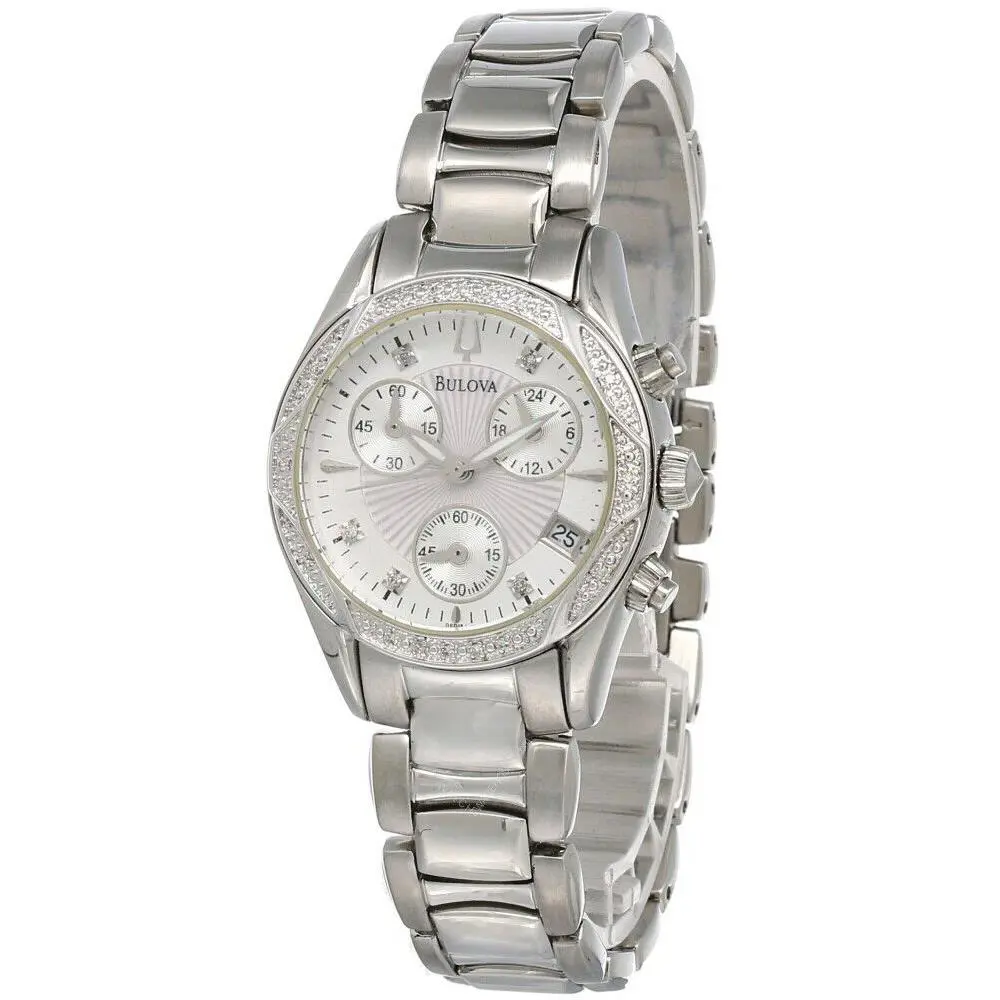 Chrono 32MM Silver Dial SS Women`s Watch 96R134 by Bulova