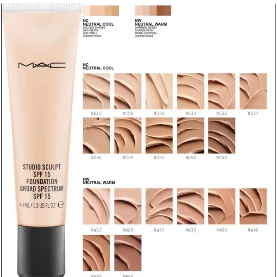 Mac Studio Sculpt Foundation Spf 15 NC 45 Medium Beige Neutral 1.3oz 40ml