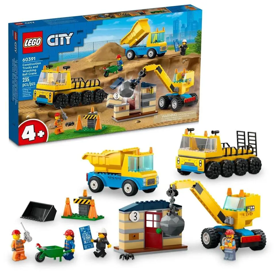 Lego 60391 City Construction Trucks and Wrecking Ball Building Kit 235 Pcs