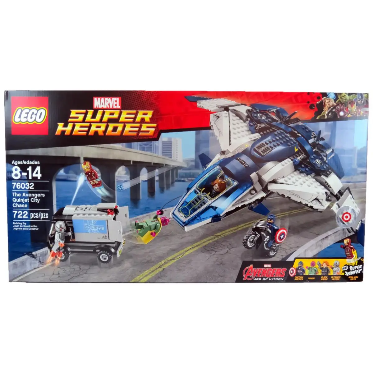 Lego 76032 Avengers Quinjet City Chase 722 Pieces 5 Minifigure`s Retired Bnisb