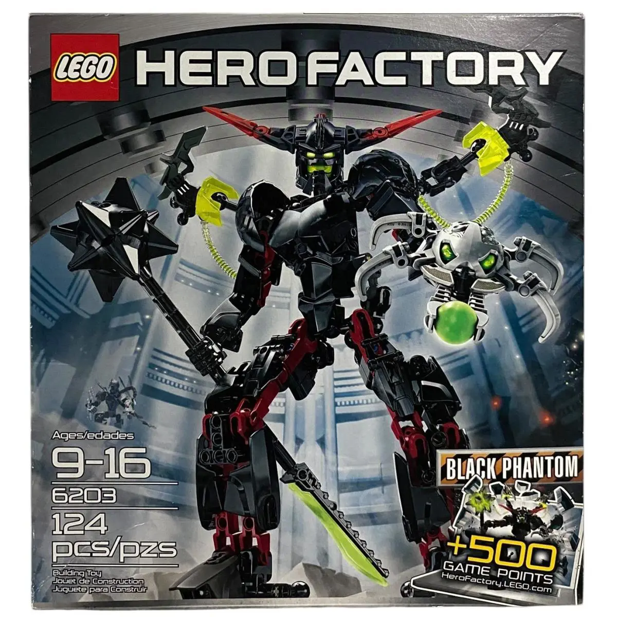 Lego 6203 Hero Factory Black Phantom w Box Creasing 2012 From Bionicle Maker