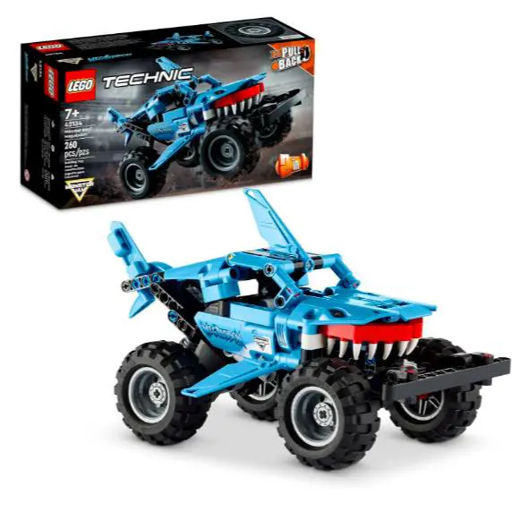 Racer Car Toy Lego Technic Monster Jam Megalodon Shark Teeth Truck Building Toy