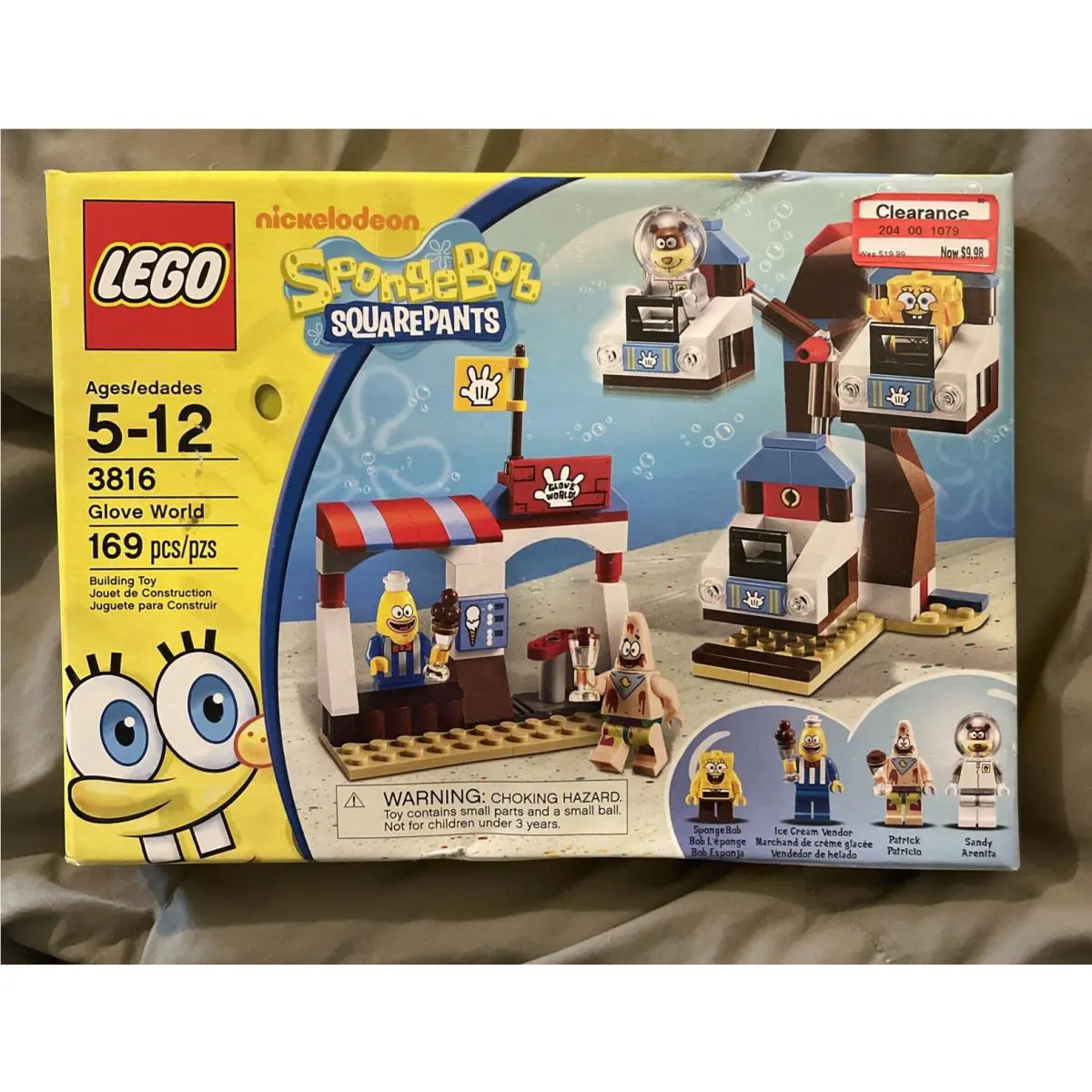 Nip 2012 Lego 3816 Glove World Spongebob Squarepants 4 Minifigures Sandy Vendor