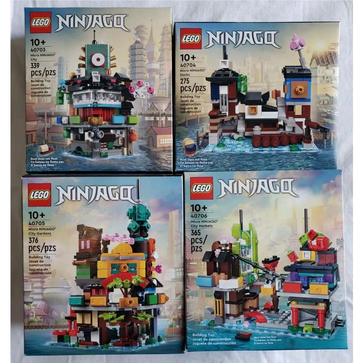 Set of 4 Lego 40703 40704 40705 40706 Micro Ninjago City Docks Markets Gardens