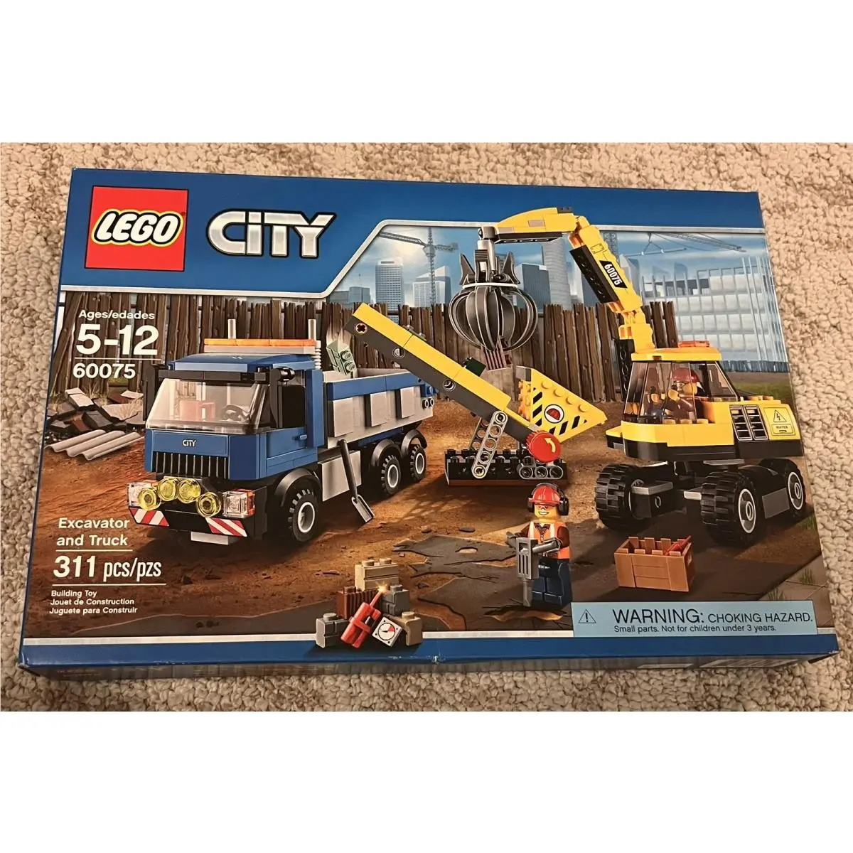 Boxed 15” X 10” Lego 60075 Excavator Truck Set 311 Pcs Misb Mib