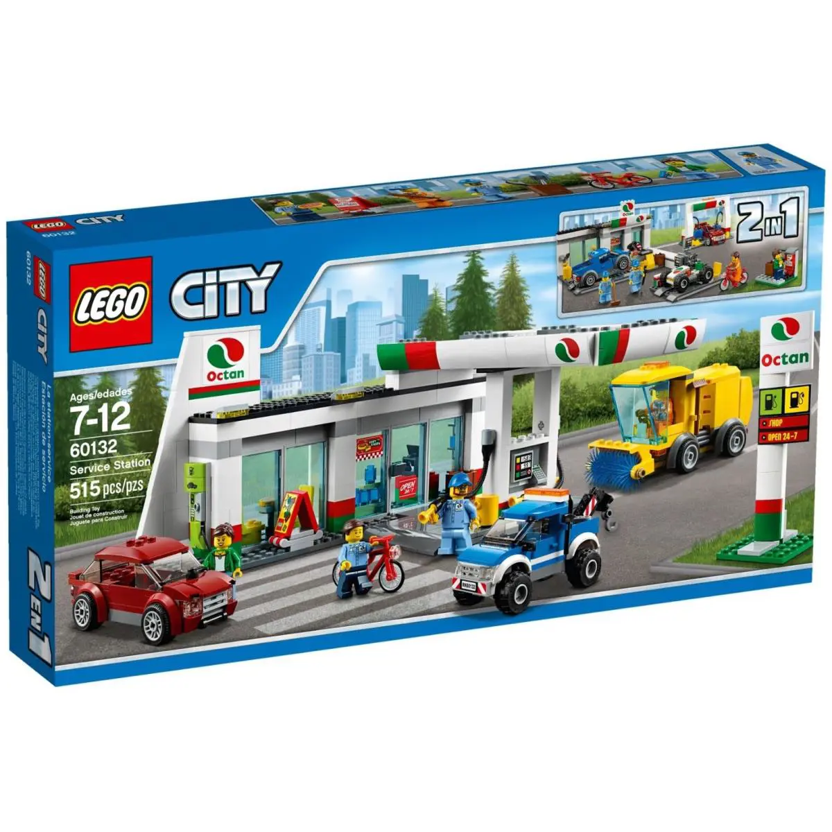 Lego 60132 Service Station Sweeper Carwash Tow Truck Bike 2-in-1 Set