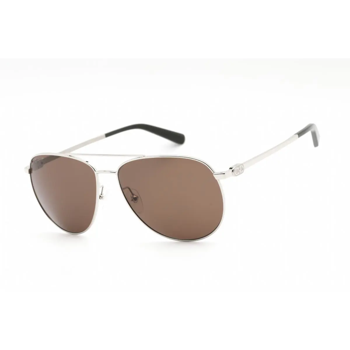 Salvatore Ferragamo SF157S 045 Sunglasses Silver Frame Brown Polarized Lens 60mm