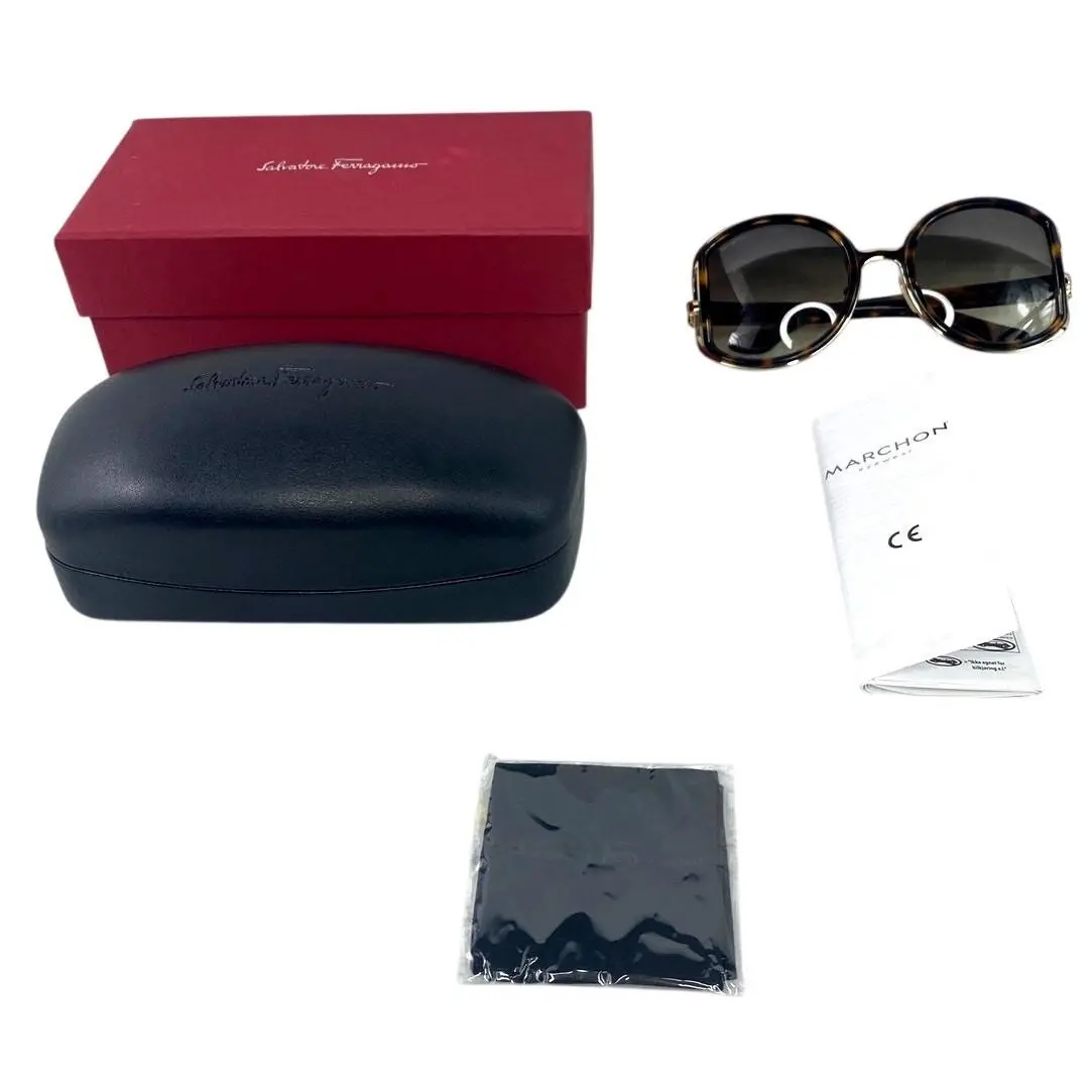 SF719S 238 Womens Brown Round Dark Tortoise Sunglasses by Salvatore Ferragamo