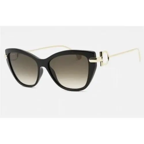 Stylish Luxe Salvatore Ferragamo Women`s Black Cat Eye Sunglasses SF928S 001 66