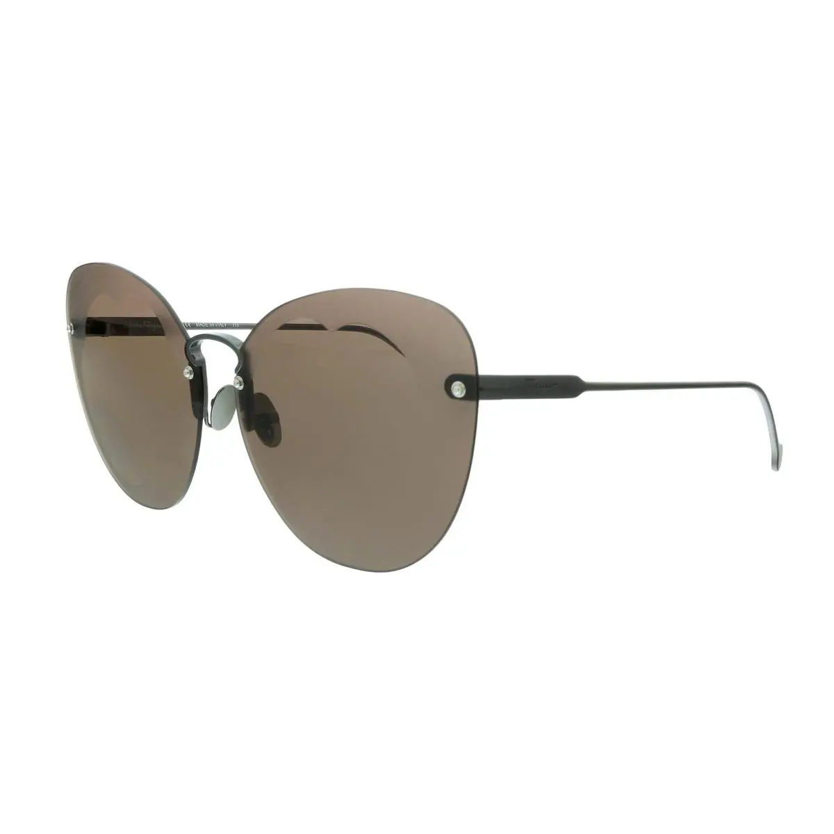 Salvatore Ferragamo SF178S Fiore 067 Shiny Gunmetal/maple Butterfly Sunglasses - Shiny Gunmetal/Maple, Frame: Shiny Gunmetal/Maple, Lens: Brown Gradient