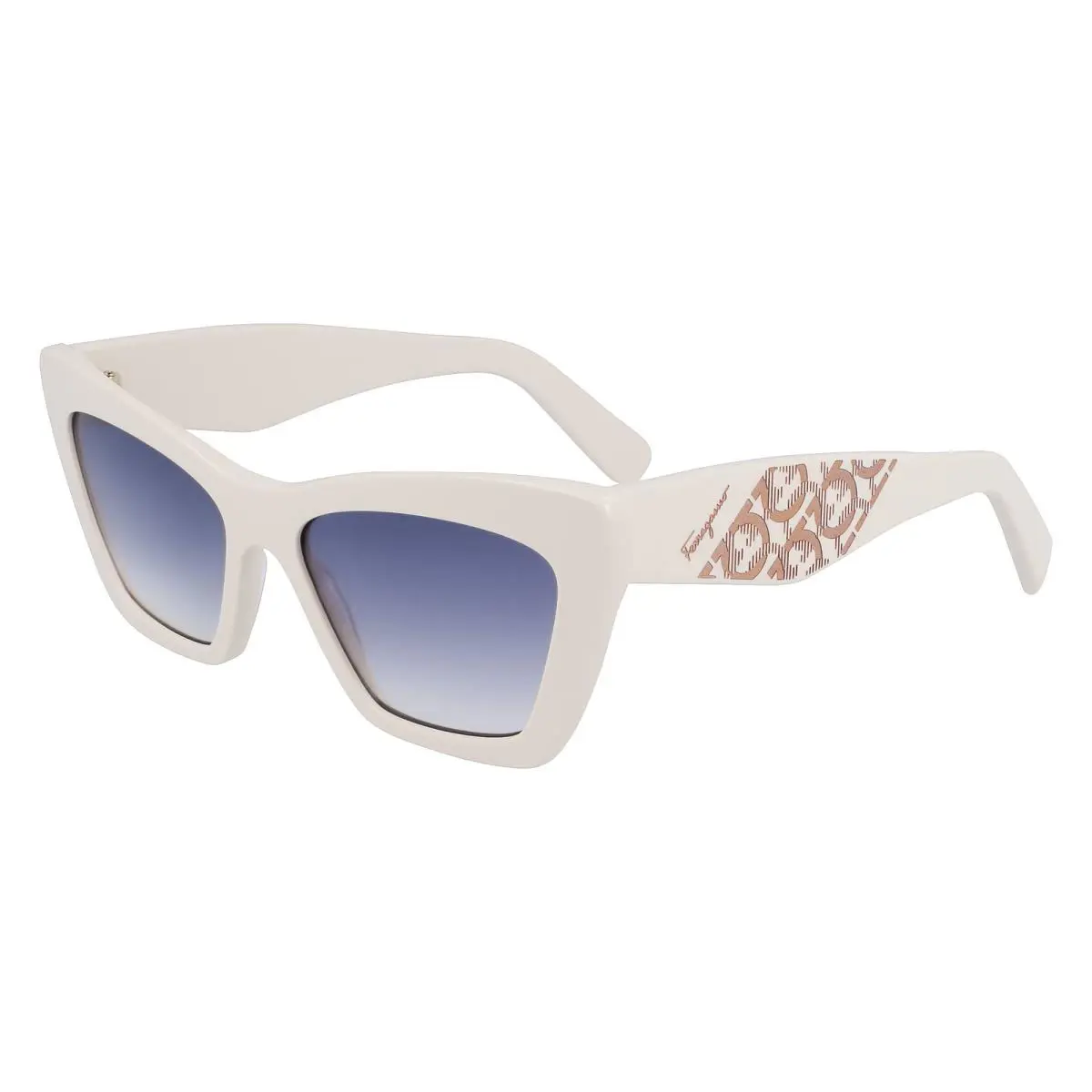 Salvatore Ferragamo SF 1081SE 103 Ivory Sunglasses with Blue Gradient Lenses