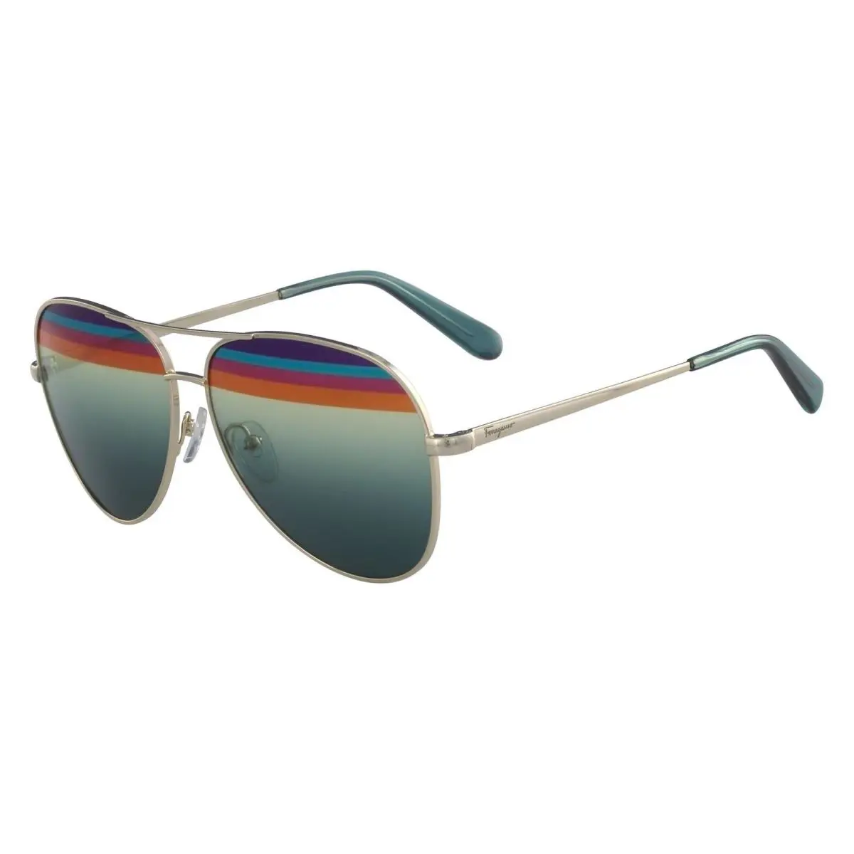 Salvatore Ferragamo SF 172S 712 Gold Sunglasses with Multi Colored Stripes