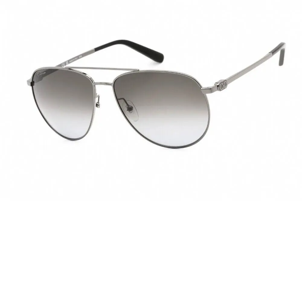 Salvatore Ferragamo Aviator Sunglasses Shiny Ruthenium