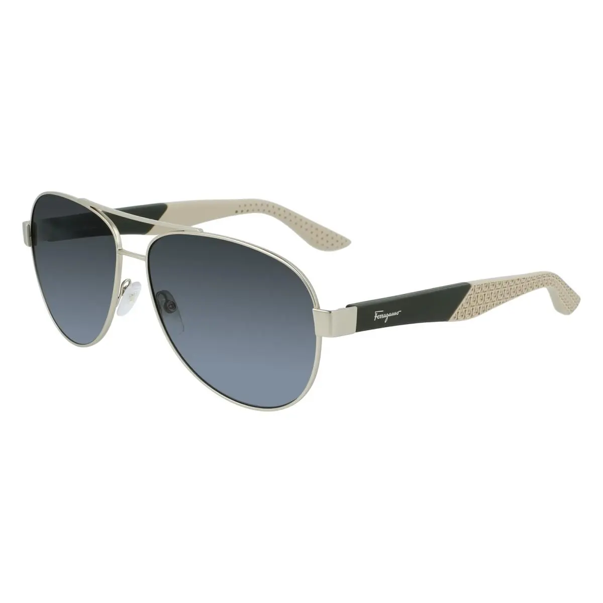 Salvatore Ferragamo SF 275S 758 Matte Gold Aviator Sunglasses with Grey Lens - Matte Gold, Frame: Gold, Lens: Gray