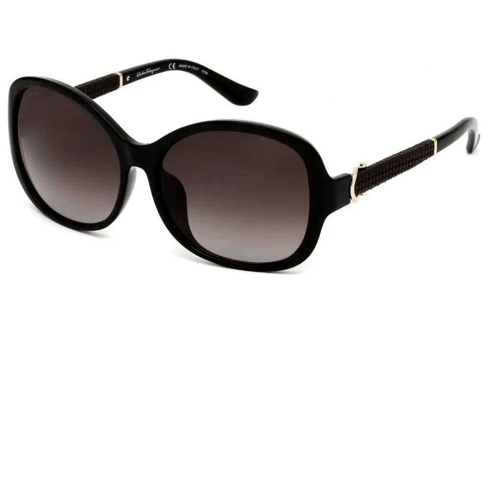 Salvatore Ferragamo Black Oversized Sunglasses in Case