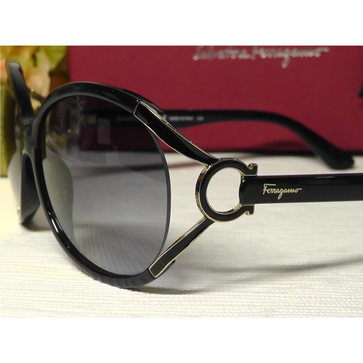 Salvatore Ferragamo SF600SL Butterfly Shiny Black Frame Sunglasses 61 14 130