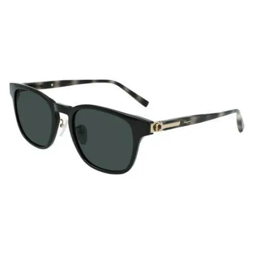 Salvatore Ferragamo SF 1021SA 113 Black Gold Sunglasses with Green Lenses
