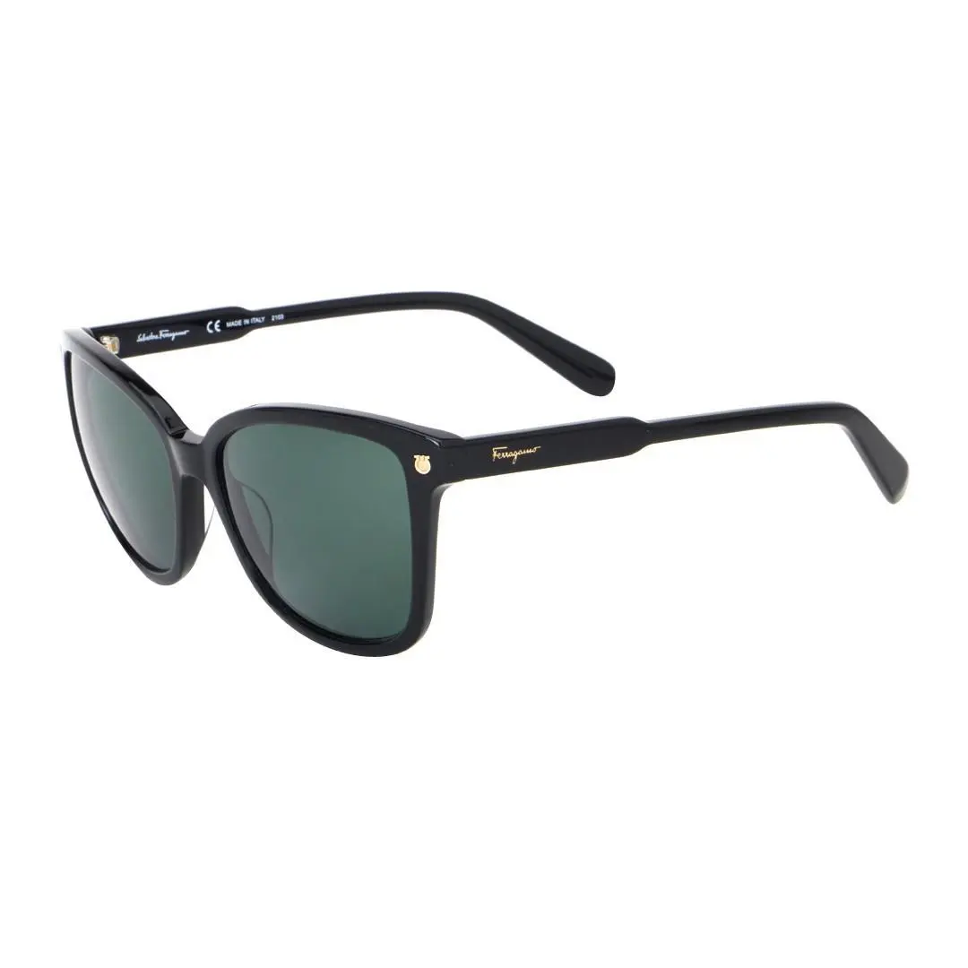 Polished Chic  SF815S 001 Black and Green Unisex Sunglasses by Salvatore Ferragamo