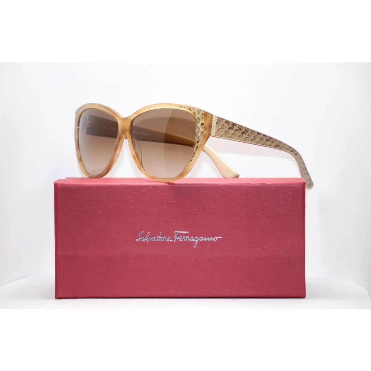 Salvatore Ferragamo SF711 726 Striped Honey Cat Eye Womens Sunglasses 59mm