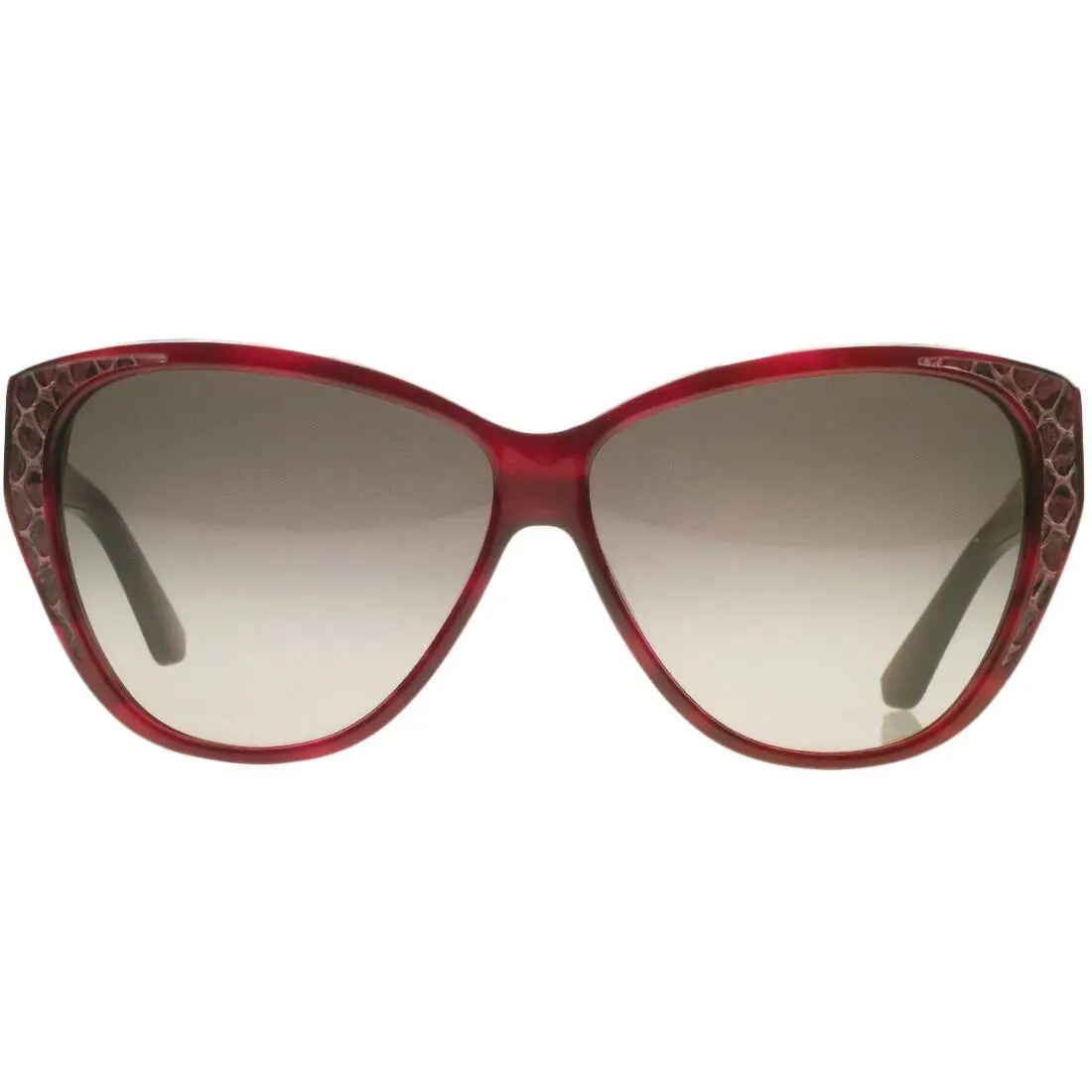 Salvatore Ferragamo SF711 616 Striped Red Cat Eye Leather Womens Sunglasses 59mm - Frame: Striped Red, Lens: Brown