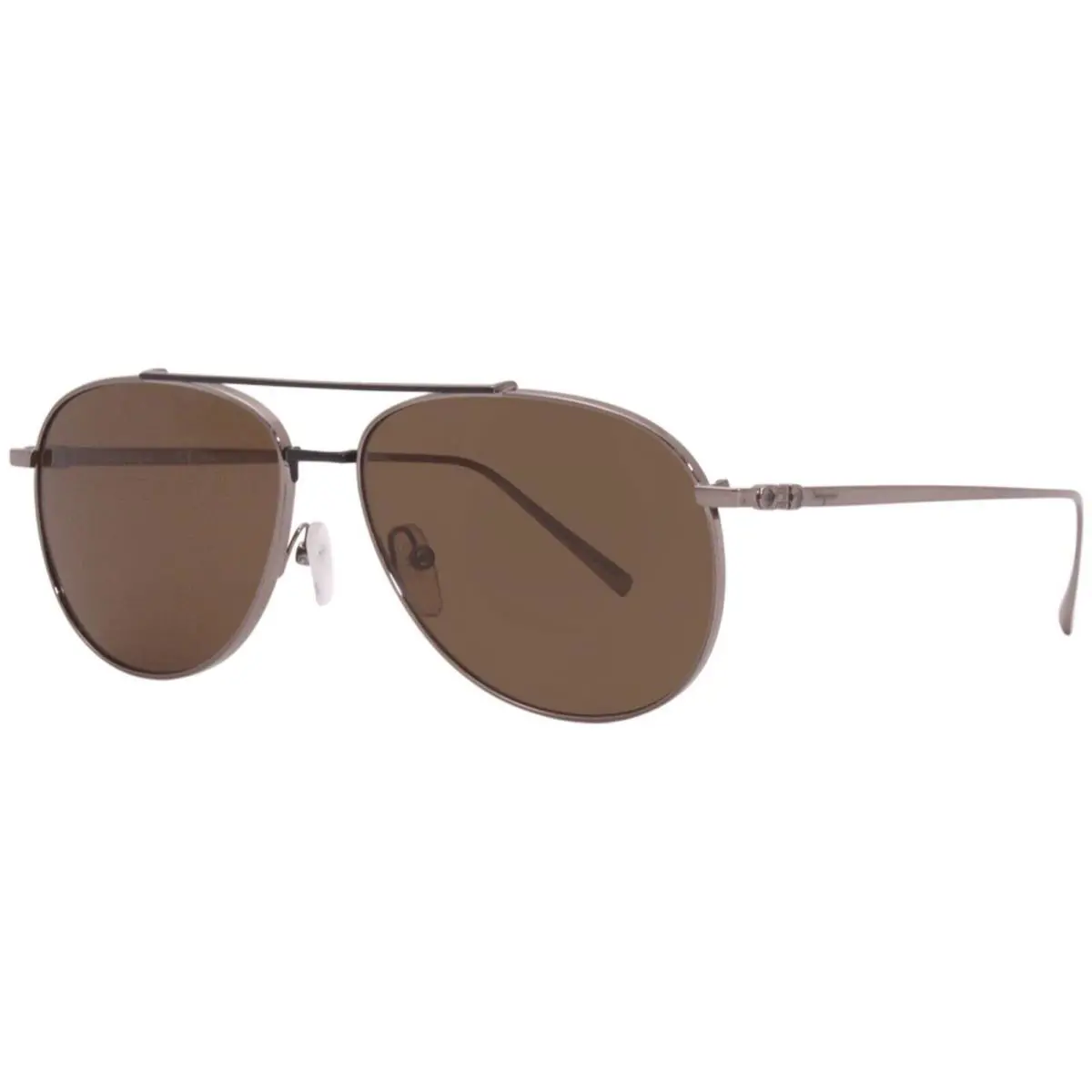 Salvatore Ferragamo Aviator Sunglasses SF201S 035 Shiny Gunmetal/ Brown