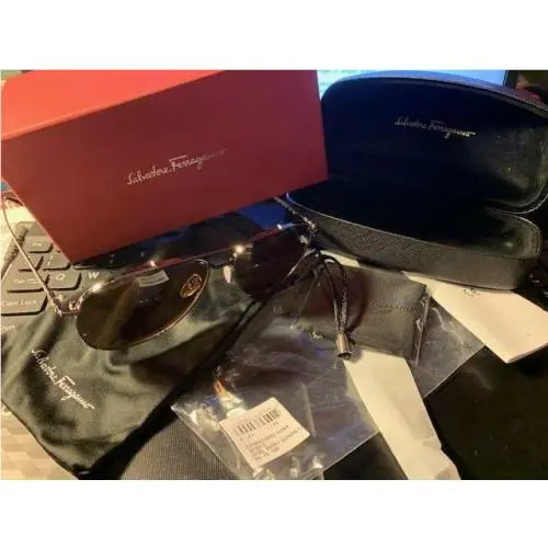 Salvatore Ferragamo SF201S 035 Sunglasses Men`s Shiny Gunmetal/brown Lenses 60mm