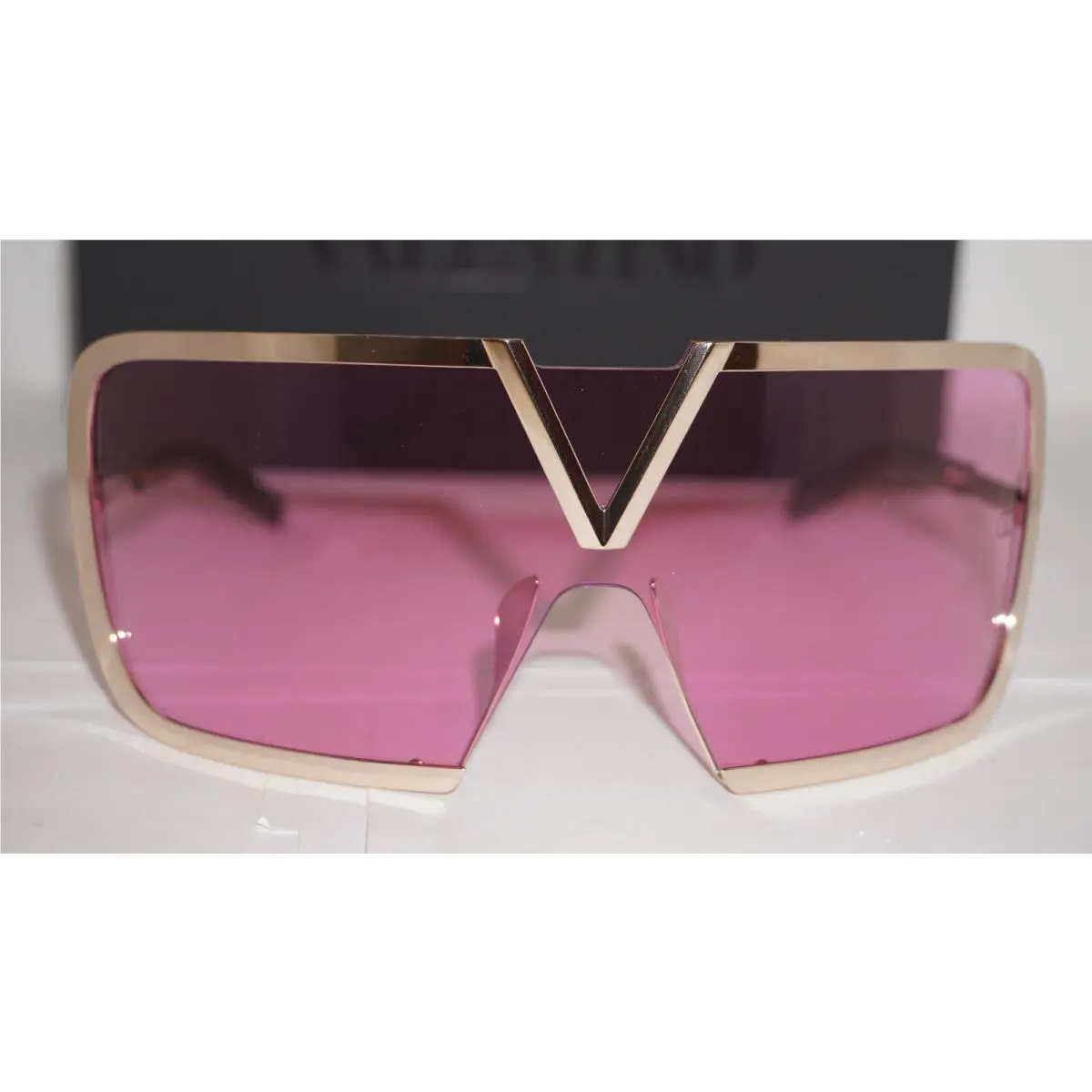 Valentino Sunglasses Shield Gold Black Pink V-romask VLS-120C-146