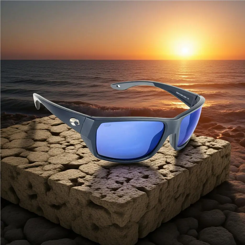 Costa Del Mar Tailfin Matte Black Frame Blue Mirror 580P Plastic Lens