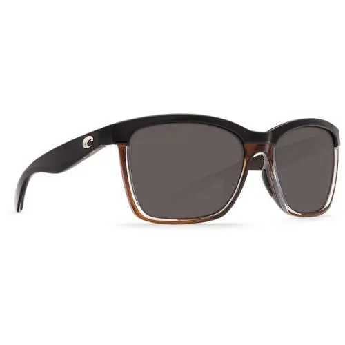 Anaa Women`s Sunglasses - Polarized ShinyBlackOnBrown/Gray by Costa Del Mar