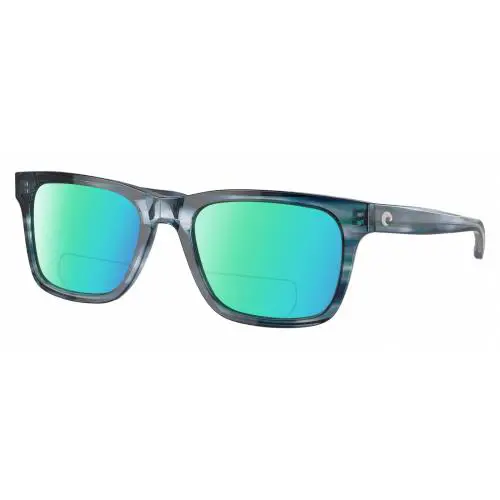 Tybee Unisex Polarized Bifocal Sunglass in Blue Teal Crystal 55 mm Green Mirror by Costa Del Mar