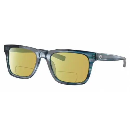 Tybee Unisex Polarized Bifocal Sunglass in Blue Teal Crystal 55 mm Yellow by Costa Del Mar