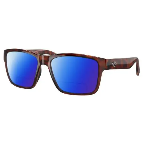 Costa Del Mar Paunch Unisex Polarized Bifocal Sunglasses in Tortoise Havana 57mm - Frame: Multicolor, Lens: Blue Mirror
