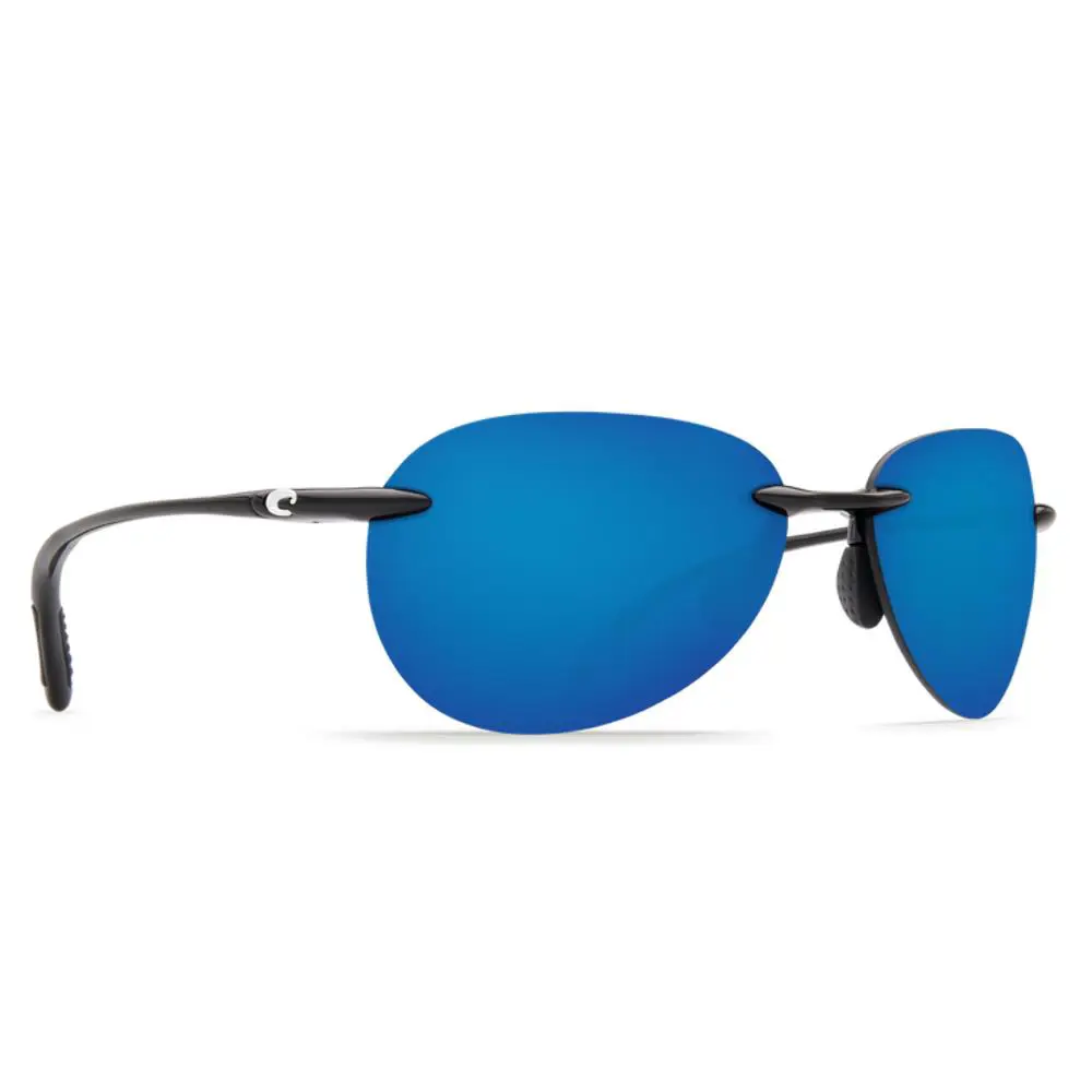 Costa West Bay Polarized Sunglasses - Shiny Black Frame Blue Mirror Lens